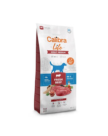 Dog Life Adult MCALIBRA Dog Life Adult Medium Fresh Beef 12 kg con manzo per cani di taglia mediaedium Fresh Beef 12 kg z wołowiną dla psów średnich ras
