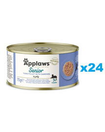 APPLAWS Cat Senior Tuna Fillet with Sardine in Jelly tonno con sardine in gelatina per gatti anziani 6 x 70g