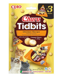 INABA Cat Churu Tidbits Chicken Recipe 3x12g bocconcini morbidi e cremosi con pollo e salmone per gatti
