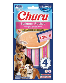 INABA Dog Churu Fish Based Salmon Recipe 4x14g cremosi snack al salmone per cani