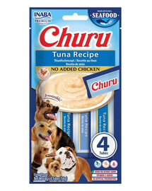 INABA Dog Churu Fish Based Tuna Recipe 4x14g cremosi snack al tonno per cani