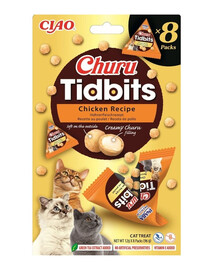 INABA Cat Churu Tidbits Chicken Recipe 8x12g bocconcini morbidi e cremosi con pollo e salmone per gatti