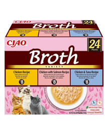 INABA Cat Ciao Broth Variety 24x40g mix brodo con pollo, salmone e tonno