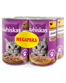 WHISKAS Adult Megapaka Mix sapori con pollo e anatra in gelatina 4x400 g per gatti adulti