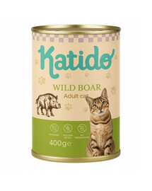 KATIDO Adult Cat Wild Boar 400 g cinghiale con olio di salmone per gatti