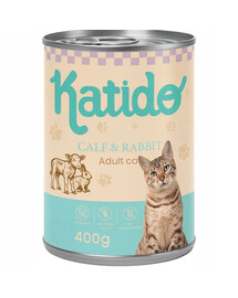 KATIDO Adult Cat Veal and Rabbit 400 g vitello e coniglio con olio di salmone per gatti