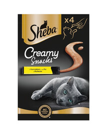 SHEBA Creamy Snacks cremosa prelibatezza per gatti con pollo 4x12g