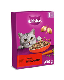 WHISKAS Adult con deliziosa carne di manzo 300 g cibo secco per gatti
