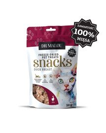 DR MALOU Cubetti di carne 100% petto d'anatra liofilizzato 50g snack per gatti