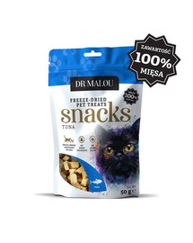 DR MALOU Cubetti di carne 100% di carne di tonno liofilizzata 50g snack per gatti