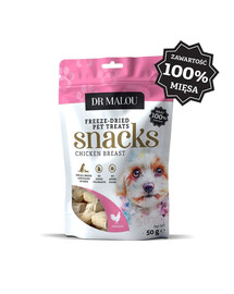 DR MALOU Cubetti di carne 100% petto di pollo liofilizzato 50g snack per cani