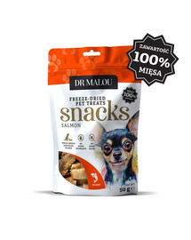 DR MALOU Cubetti di carne 100% di carne di salmone liofilizzata 50g snack per cani