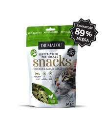 DR MALOU Cubetti di pollo e erba d'orzo 50g snack per gatti