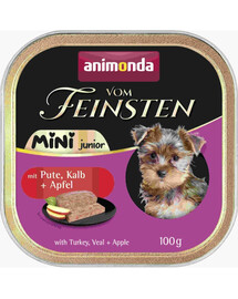 ANIMONDA Vom Feinsten Mini Junior con tacchino, vitello e mela 100g cibo umido per cani di piccola taglia