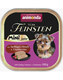 ANIMONDA Vom Feinsten Mini Junior con pollo, selvaggina e mirtilli 100g cibo umido per cuccioli di piccole razze