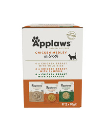 APPLAWS Cat Pouch 12 x 70 g Chicken Selection - Alimento umido per gatti al pollo
