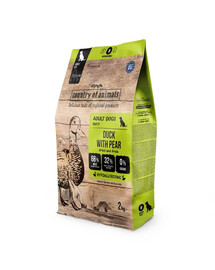 COUNTRY OF ANIMALS Dog Duck with Pear M 2 kg anatra con pera, cibo secco per cani