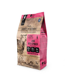 COUNTRY OF ANIMALS Puppies Lamb with Spinach S 2 kg agnello con spinaci, cibo secco per cuccioli