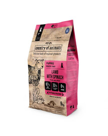 COUNTRY OF ANIMALS Puppies Lamb with Spinach S 9 kg agnello con spinaci, cibo secco per cuccioli