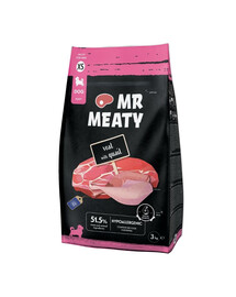 MR MEATY Puppies Veal with Quail XS 3 kg vitello con quaglia, cibo secco per cuccioli