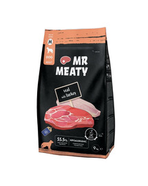 MR MEATY Dog Veal with Turkey M 9 kg vitello con tacchino, cibo secco per cani