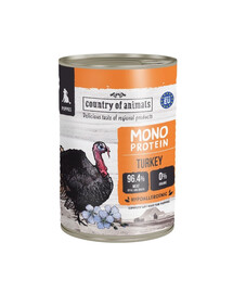 COUNTRY OF ANIMALS Puppies Monoprotein Turkey 400g tacchino, cibo umido per cuccioli
