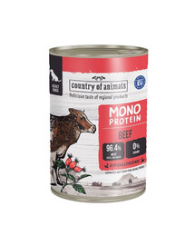 COUNTRY OF ANIMALS Dog Monoprotein Beef 400g manzo, cibo umido per cani