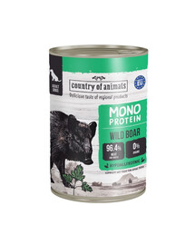 COUNTRY OF ANIMALS Dog Monoprotein Wild Boar 400g cinghiale, cibo umido per cani