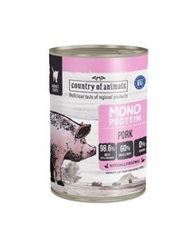 COUNTRY OF ANIMALS Cat Monoprotein Pork 400g carne di maiale, cibo umido per gatti