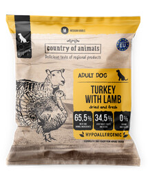 COUNTRY OF ANIMALS Turkey with Lamb M 50g indyk z jagnięciną, sucha karma dla psów