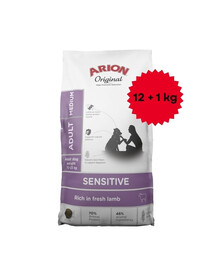 ARION Original Sensitive Medium 12+1 kg per cani di taglia media con un sistema digestivo sensibile
