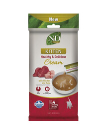 FARMINA N&D Prime Cat Creamy Chicken and Tuna Kitten 60 g con pollo e tonno, prelibatezza cremosa per gattini