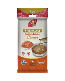 FARMINA N&D Quinoa Cat Skin Coat Cream Salmon 60 g con salmone, prelibatezza cremosa per gatti che supporta la salute della pelle e del pelo
