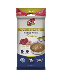 FARMINA N&D Quinoa Cat Weight Management Cream Chicken and Tuna 60 g con pollo e tonno, prelibatezza cremosa per gatti in sovrappeso