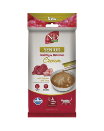 FARMINA N&D Quinoa Cat Senior Cream Chicken and Tuna 60 g con pollo e tonno, prelibatezza cremosa per gatti anziani
