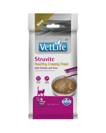 FARMINA Vet Life Cat Struvite Creamy 60 g con pollo e tonno, prelibatezza cremosa per gatti che supporta il sistema urinario