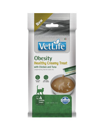 FARMINA Vet Life Cat Obesity Creamy 60 g con pollo e tonno, snack cremoso per gatti in sovrappeso