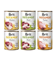 BRIT Pate&Meat Mix gusti con pollame 6 x 800g paté per cani