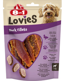 8IN1 Lovies Duck Fillets 80g snack per cani filetti d'anatra