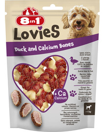 8IN1 Lovies Duck & Calcium Bones 80g snack per cane ossi di calcio e carne d'anatra