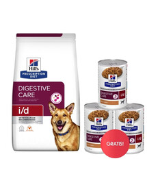 HILL'S Prescription Diet i/d Activ Biome Digestive Care Chicken Dog 12kg per cani con apparato digerente sensibile + 3 scatolette