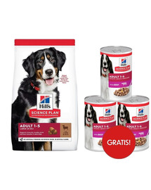 HILL'S Science Plan Canine Adult Large Breed Lamb&Rice per cani di taglia grande con agnello e riso 14 kg + 3 scatolette di cibo umido HILL'S GRATIS