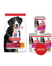 HILL'S Science Plan Canine Adult Large Breed Chicken 18kg per cani di taglia grande al pollo + 3 scatolette GRATIS