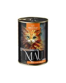 MAU Paté e Filetto Anatra con mango e rosa selvatica 400 g cibo umido per gattini