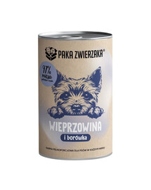 PAKA ZWIERZAKA Maiale con mirtilli 400 g cibo umido per cani