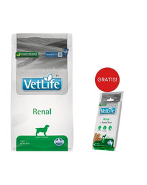 FARMINA Vet Life Renal Dog 2 kg alimento per cani con malattie renali + FARMINA Vet Life Dental Treat Renal Medium/Maxi 100 g (7 pezzi) GRATIS!