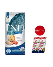 FARMINA N&D Ocean Dog Adult Medium & Maxi 12 kg salmone, merluzzo, zucca, melone cantalupo + 2 x FARMINA N&D Quinoa Dental Treat Weight Management Medium/Maxi GRATIS!