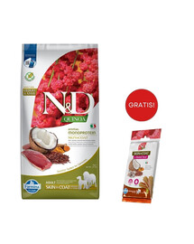 FARMINA N&D Quinoa Dog Skin & Coat Duck & Coconut Adult Medium & Maxi 7 kg + FARMINA N&D Quinoa Dental Treat Skin Coat Herring Medium/Maxi 100 g (7 pezzi) GRATIS!