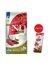 FARMINA N&D Quinoa Dog Skin & Coat Duck & Coconut Adult Medium & Maxi 7 kg + FARMINA N&D Quinoa Dental Treat Skin Coat Venison Medium/Maxi 100 g (7 pezzi) GRATIS!