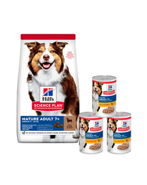 HILL'S Science Plan Canine Mature Adult Lamb & Rice 14 kg per cani anziani + 3 lattine GRATIS